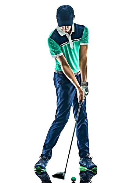 남자 골프 골퍼 골프 고립 된 흰색 배경 스톡 사진