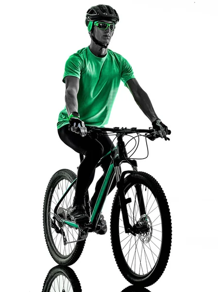Тенажер хлопчик гірський велосипед партія ізольовані тіні — стокове фото
