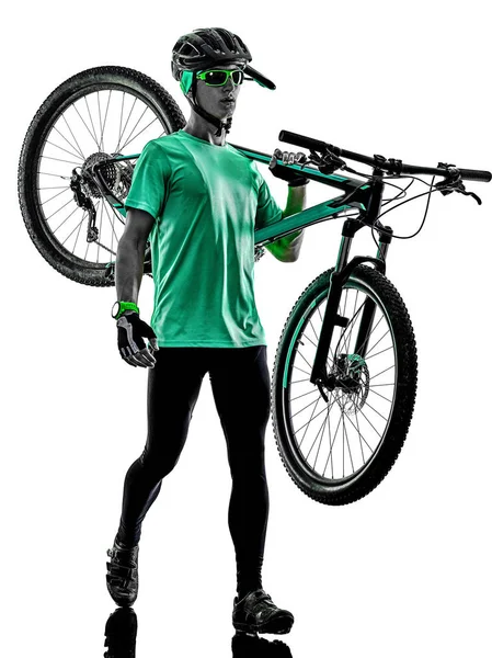 Tenager Junge Mountainbike backt isolierte Schatten — Stockfoto