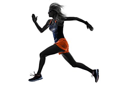 izole beyaz arka plan çalışan güzel kadın koşucu jogger koşu