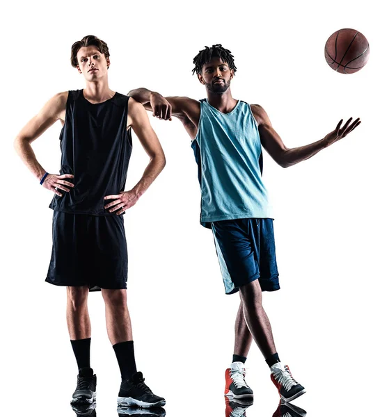 Basketballer Männer isoliert Silhouette Schatten — Stockfoto