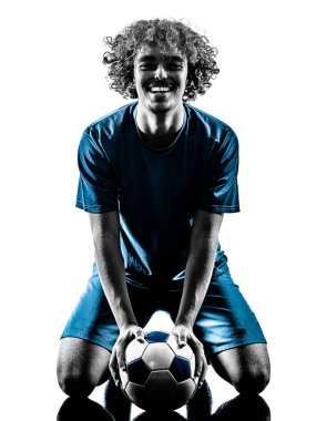 genç genç futbol oyuncu adam siluet izole