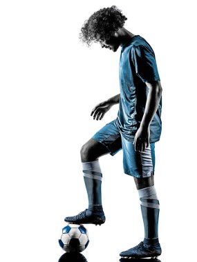 genç genç futbol oyuncu adam siluet izole