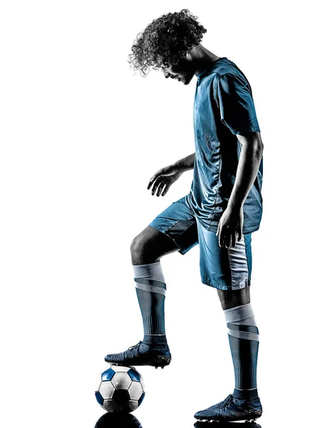 Jeune adolescent footballeur homme silhouette isolé — Photo