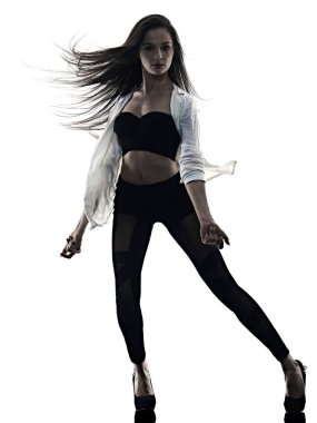 genç kadın modern bale dansçısı dans izole beyaz arka plan siluet gölge