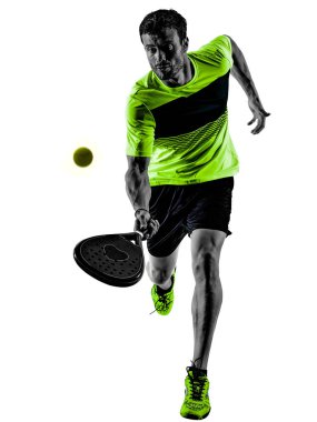 Padel tenis oyuncu izole adam beyaz arka plan