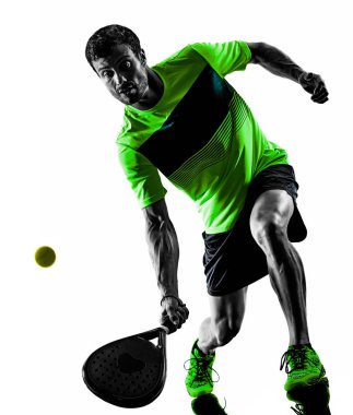 Raket tenis oyuncu izole adam beyaz arka plan