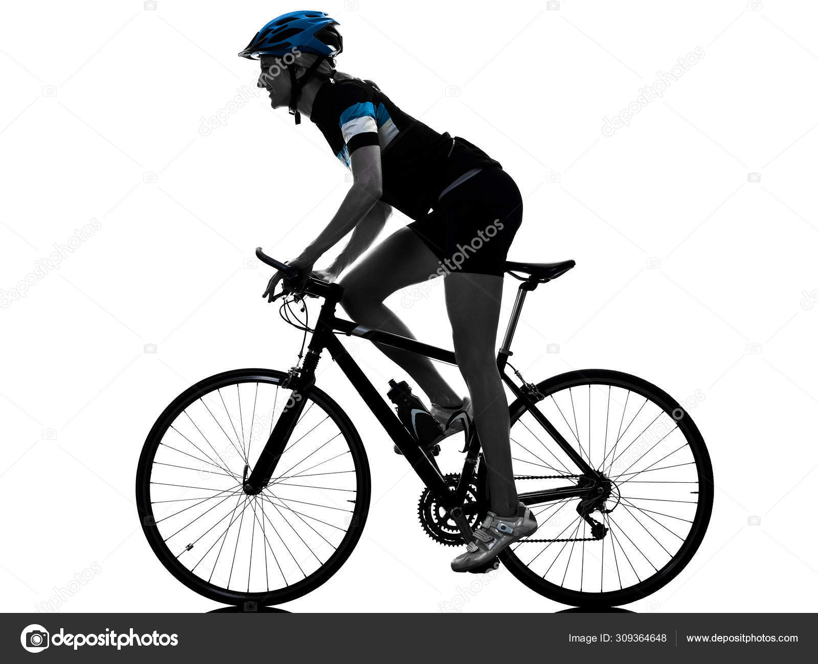 自転車乗り自転車の女性隔離されたシルエット ストック写真 C Stylepics