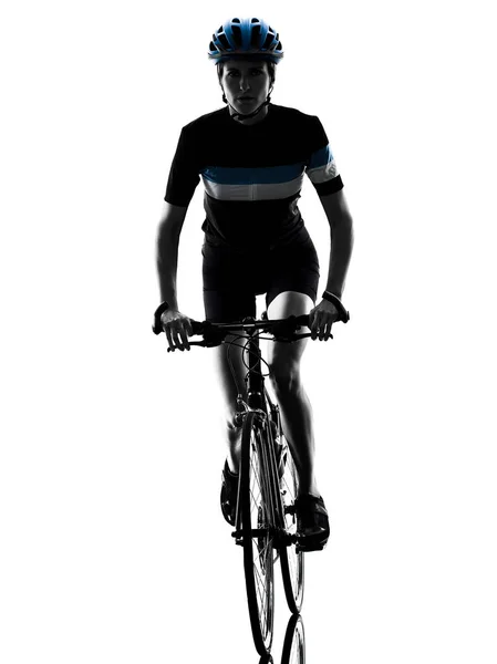 Cycliste équitation vélo femme silhouette isolée — Photo