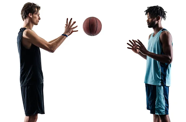 Basketballer Männer isoliert Silhouette Schatten — Stockfoto