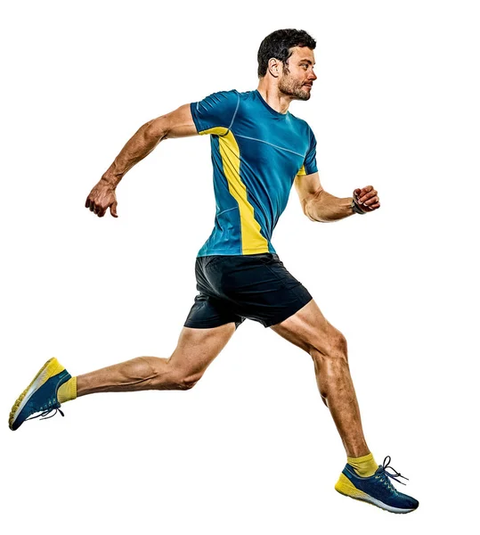 Maduro hombre corriendo corredor jogging jogger aislado blanco fondo —  Fotos de Stock