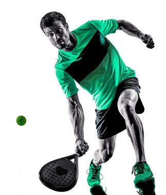 Raket tenis oyuncu izole adam beyaz arka plan