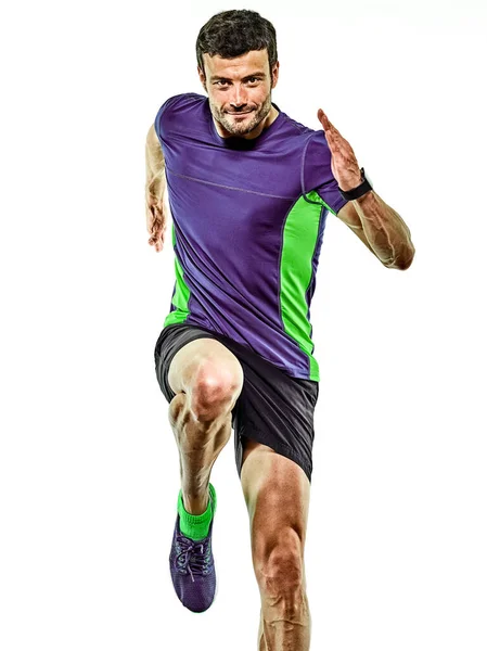 Ältere Mann läuft Läufer Jogging Jogger isoliert weißen Hintergrund — Stockfoto