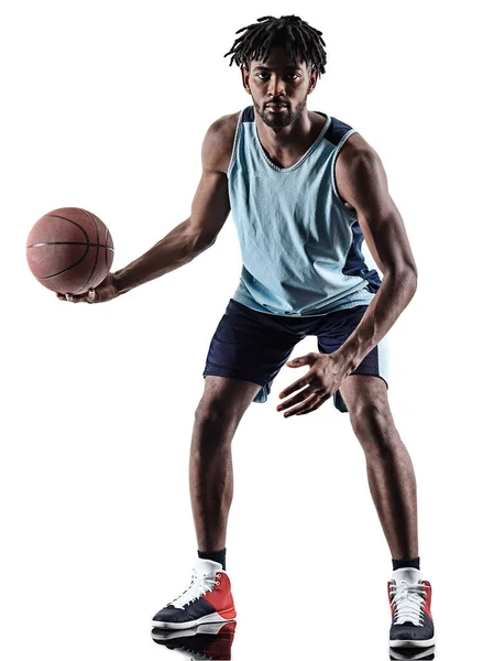Чоловік баскетболіст ізольована тінь силуету — стокове фото