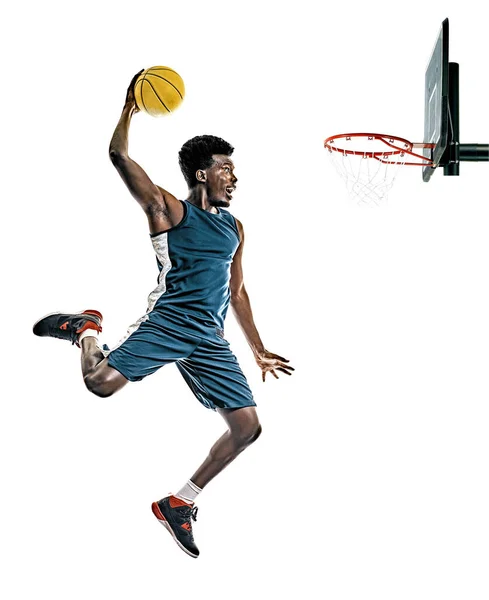 Африканский баскетболист молодой человек изолированный белый фон — стоковое фото