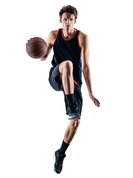 Basketbal speler man geïsoleerd silhouet schaduw — Stockfoto