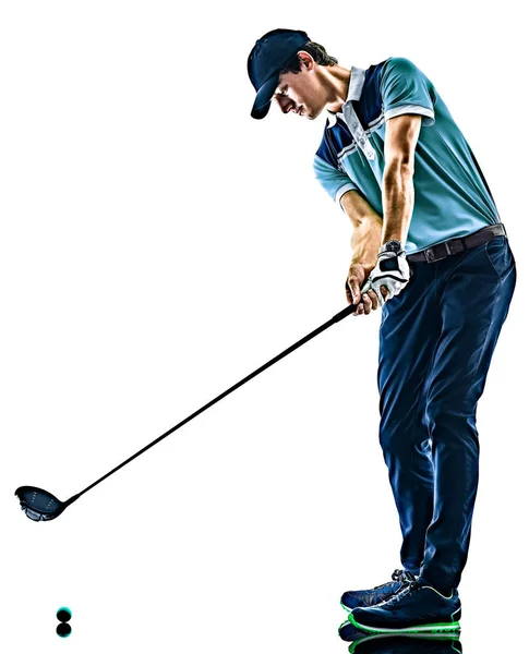 Adam Golf golfçü izole beyaz arka plan — Stok fotoğraf