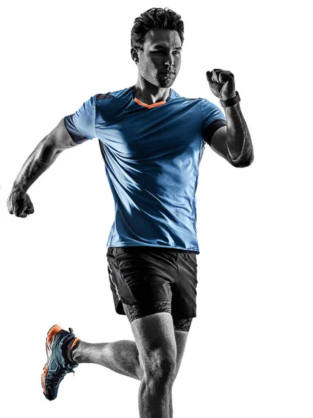 Läufer läuft Jogger Jogger junger Mann isoliert weißen Hintergrund — Stockfoto