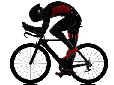 triatlon triatloncusu bisiklet silueti izole edilmiş beyaz arka plan