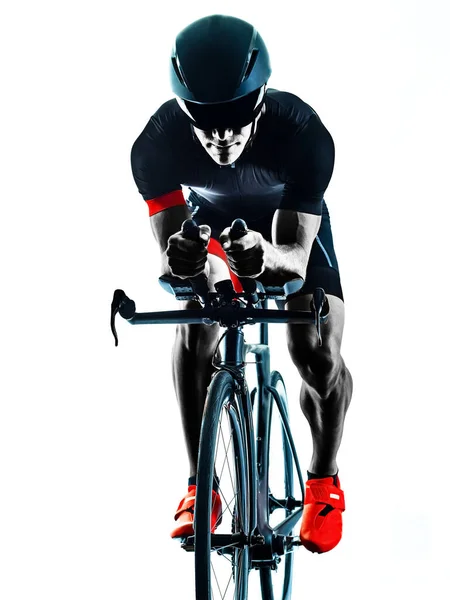 Triathlete triathlon Cyclist cycling silhouette isolated white background — Stock Photo, Image