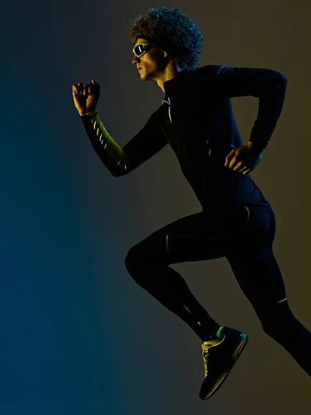 Youg Runner Jogger Laufen Jogging Mann Silhouette isoliert weißen Hintergrund — Stockfoto