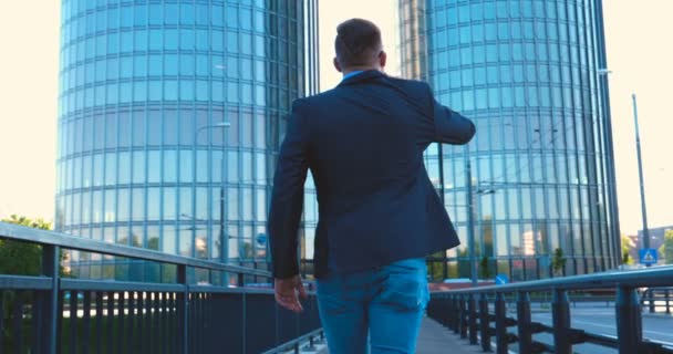 Jovem Masculino Arquiteto Homem Negócios Terno Trabalho Uma Jaqueta Com — Vídeo de Stock