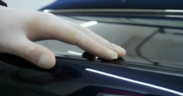 자동차의 세라믹 전문가인 장치에 스폰지 래그를 사용하여 자동차에 세라믹을 삽입하고 — 비디오
