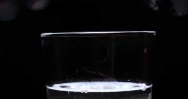 Barmen, bir parti için çeşitli içecekler (kokteyller) hazırlar. Disko veya evde barda meyve soğuk içecekler siyah arka planda görülür.