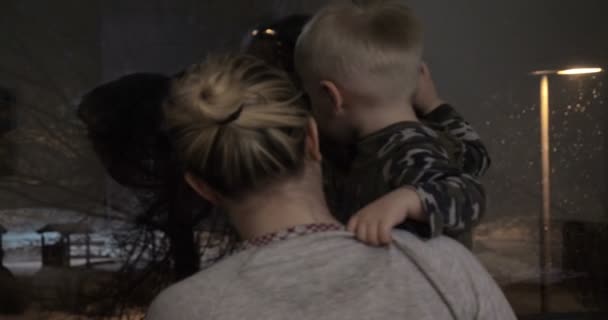 Liefdevolle Moeder Kusjes Baby Betreurt Het Kind Schudt Haar Armen — Stockvideo