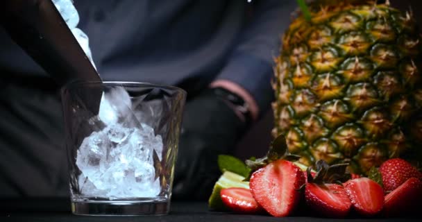 Barman Barman Prepara Várias Bebidas Coquetéis Para Uma Festa Bar — Vídeo de Stock