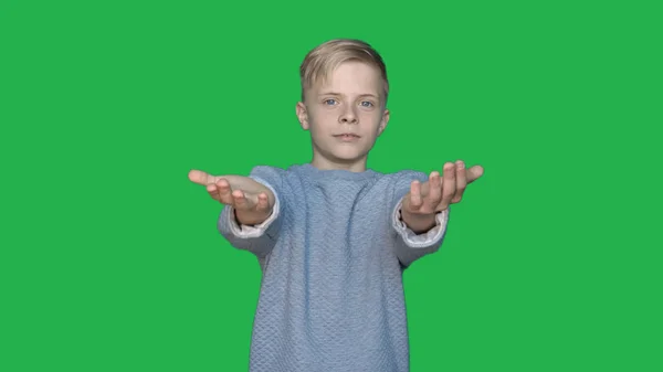 Background Chromakey Young Guy Boy Shows Different Emotions Concept Green — Stock Photo, Image