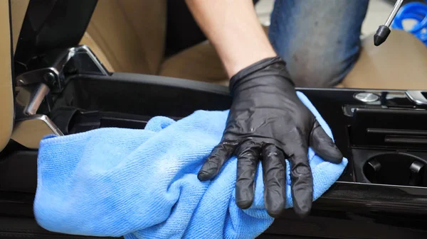 Professional Washes Car Black Gloves Sponge Foam Concept Carwash Sponge — Stock Photo, Image