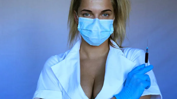 Junge Schöne Frau Krankenschwester Arzt Auskultation Kleiner Junge Patient Blaue — Stockfoto