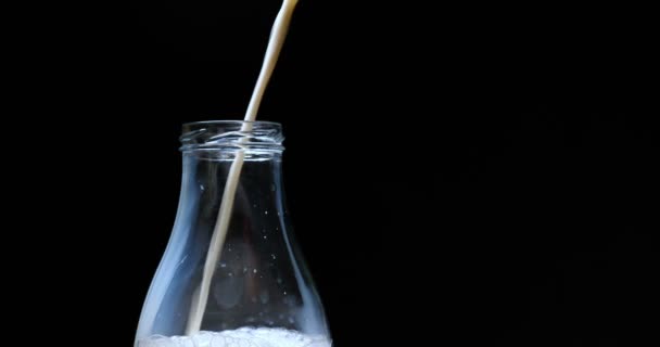 Verser Lait Dans Bouteille Ralenti Lait Dans Une Bouteille Verre — Video