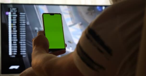 Riga Letonia 2019 Editorial Mockup Green Screen Smartphone Cerca Chroma — Vídeo de stock