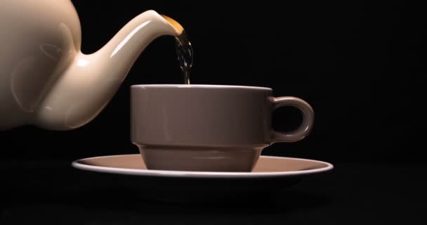 Process Brewing Tea Tea Ceremony Cup Freshly Briar Dark Mood — Stock Video