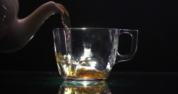 Process Brewing Tea Tea Ceremony Cup Freshly Briar Dark Mood — Stock Video