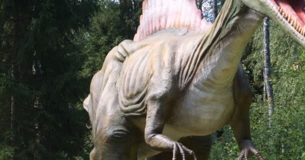 Dinozorların Yeniden Inşası Parkın Eğitim Yolu Nda Orijinal Doğal Boyuta — Stok video