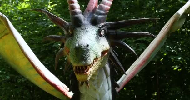 Rekonstruktioner Dinosaurier Nära Originalet Och Naturlig Storlek Den Pedagogiska Vägen — Stockvideo