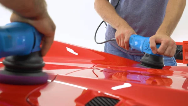 Centro Coches Garaje Los Profesionales Pulir Coche Deportivo Nuevo Pulido — Foto de Stock