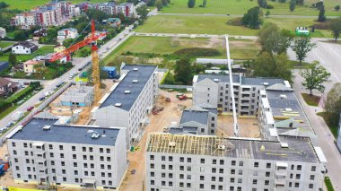 İnşaat alanına yukarıdan vurdu. Sanayi Bölgesi.