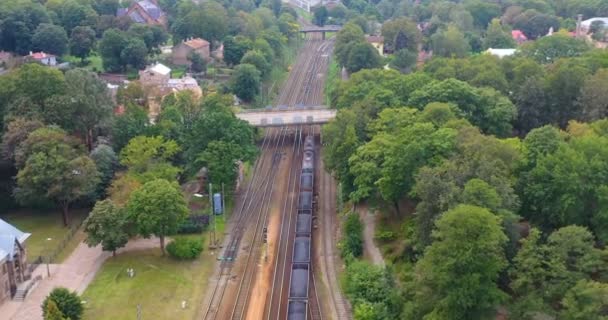 Ariel View Waiting Steam Train Passenger Our Loading Train Cars — Wideo stockowe