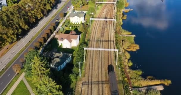 Flygvy Drone Shot Bridge Med Bilar Bridge Road Bild Transport — Stockvideo