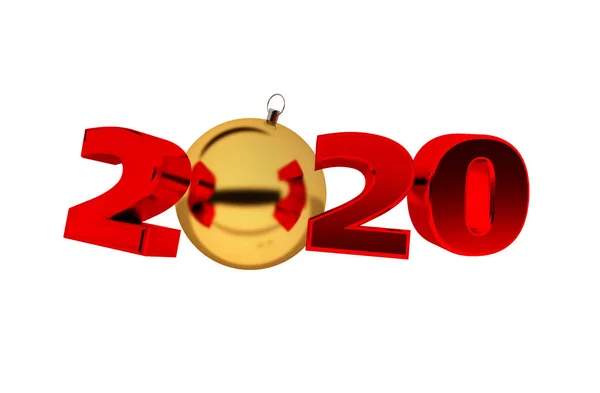 Neujahr Gold Rot Blau Glänzende Figuren Und Buchstaben 2020 Mit — Stockfoto