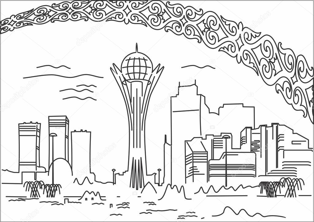 Vector illustration. Holiday card for the day of the Capital of the Republic of Kazakhstan, July 6.