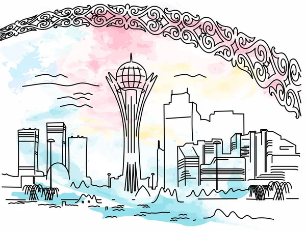 Illustration Vectorielle Carte Vacances Pour Journée Capitale République Kazakhstan Juillet — Image vectorielle