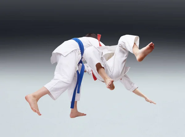 Children Judogi Training Throws Judo — Stock Photo, Image