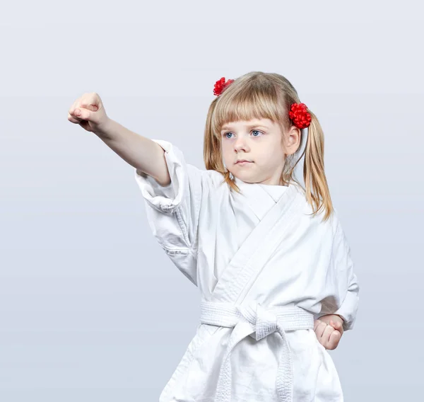 Little Girl Beats Punch Arm — Stock Photo, Image