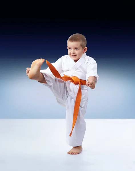 Background Gradient Beats Karateka Kick — Stock Photo, Image