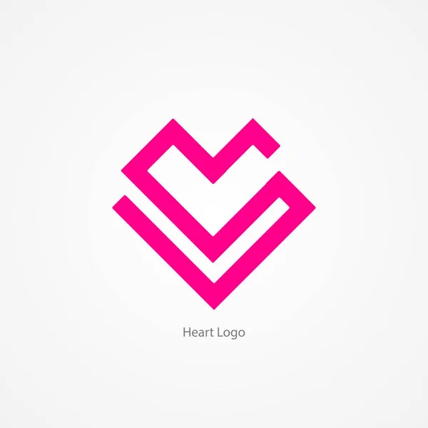 Pink logo in the shape of a heart. Heart in square style. Valentine's Day Logo.